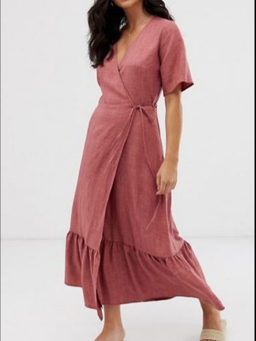 Asos New Look Wrap Maxi Dress in Dusty Rose